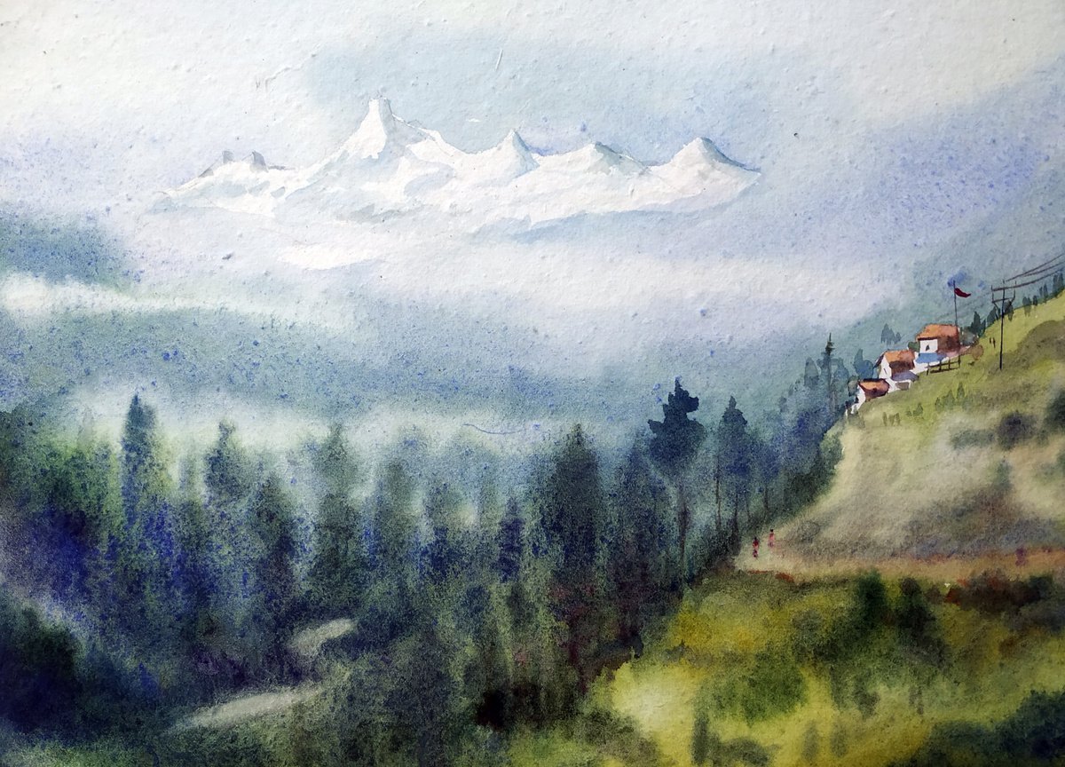 Impressionistic Watercolour , Beauty Of Himalaya By Samiran Sarkar, 15 X 11, Artwork For Sale On Artfinder