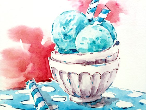 "Icecream" Original watercolor food sketch