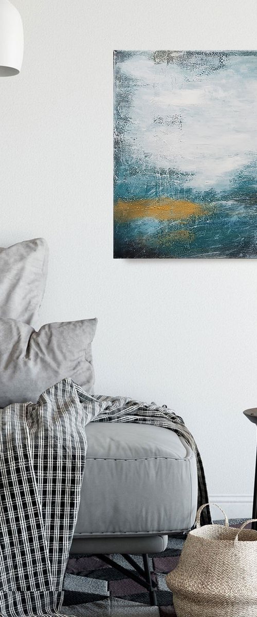 'OCEAN COLORS' #2 | Abstract colorfield - Turquoise and Gold by Stefanie Rogge