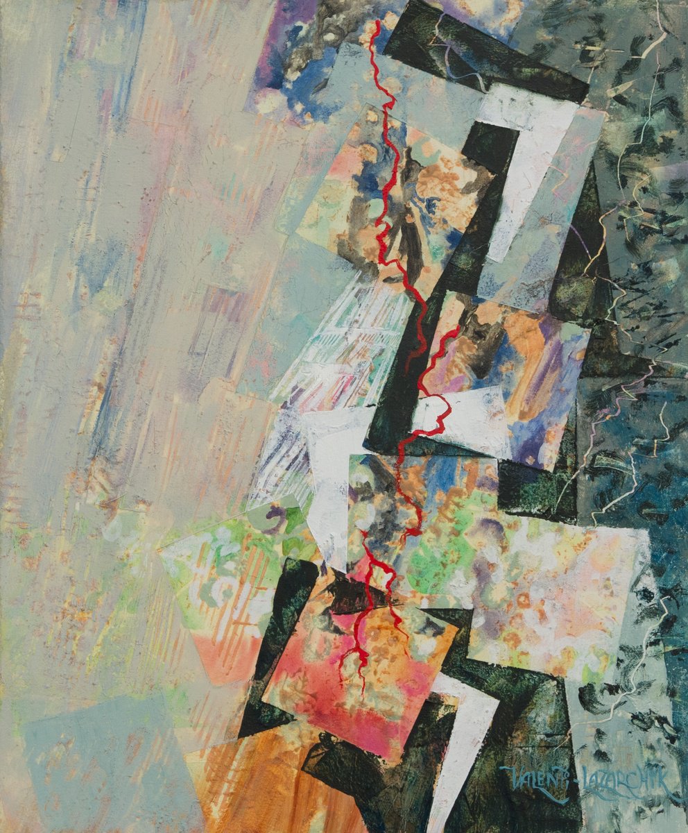 Organic Abstract Painting By Gina Valenti-Lazarchik, 14 X 17, Fault Lines, Original Artwork