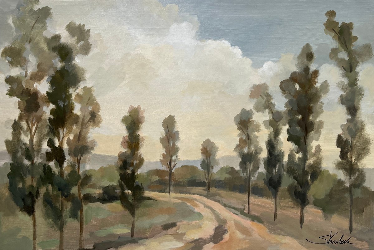  Poplars By The Road By Silvia Vassileva, 36 X 24, Artwork For Sale On Artfinder