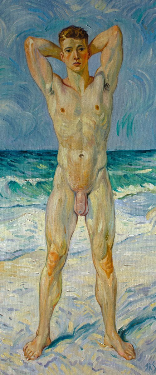 NUDE BOY ON THE BEACH by Yaroslav Sobol