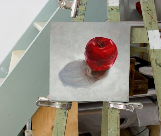 still life of red apple on a white background