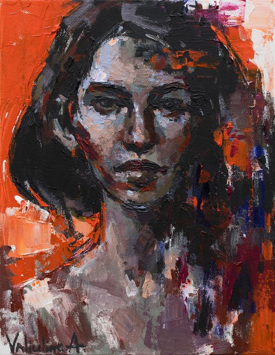 Abstract woman portrait Original acrylic painting