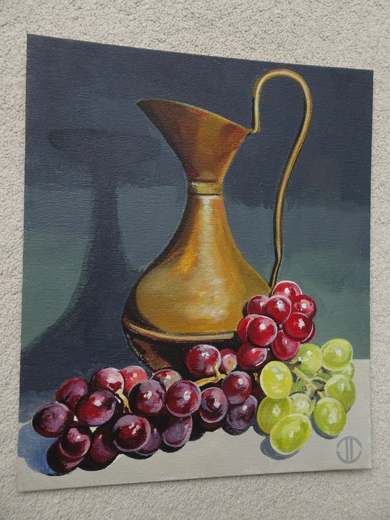 Copper Jug and Grapes