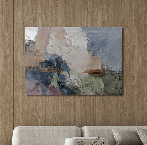 "Liotta" Abstract blue green gray art