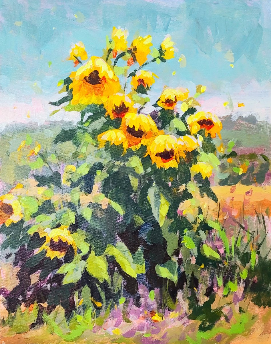 Impressionistic Botanical Acrylic Painting By Kristina Sellers, 11 X 14", Sun Kissed, Original Artwork
