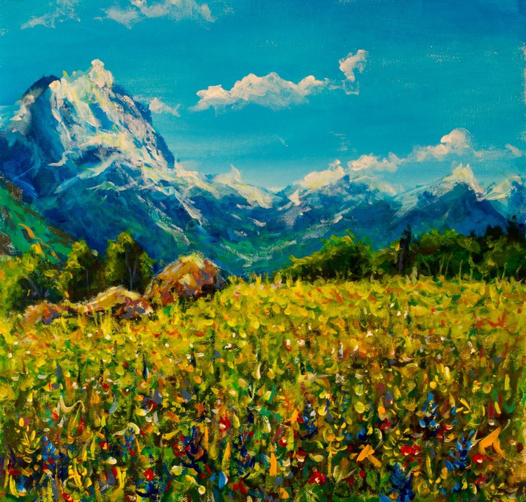Yellow Floral Summer Meadow On A Background Of B Artfinder
