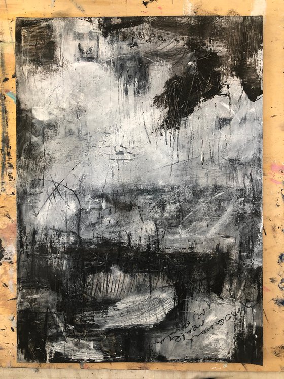 Untitled. Black and white abstract painting.