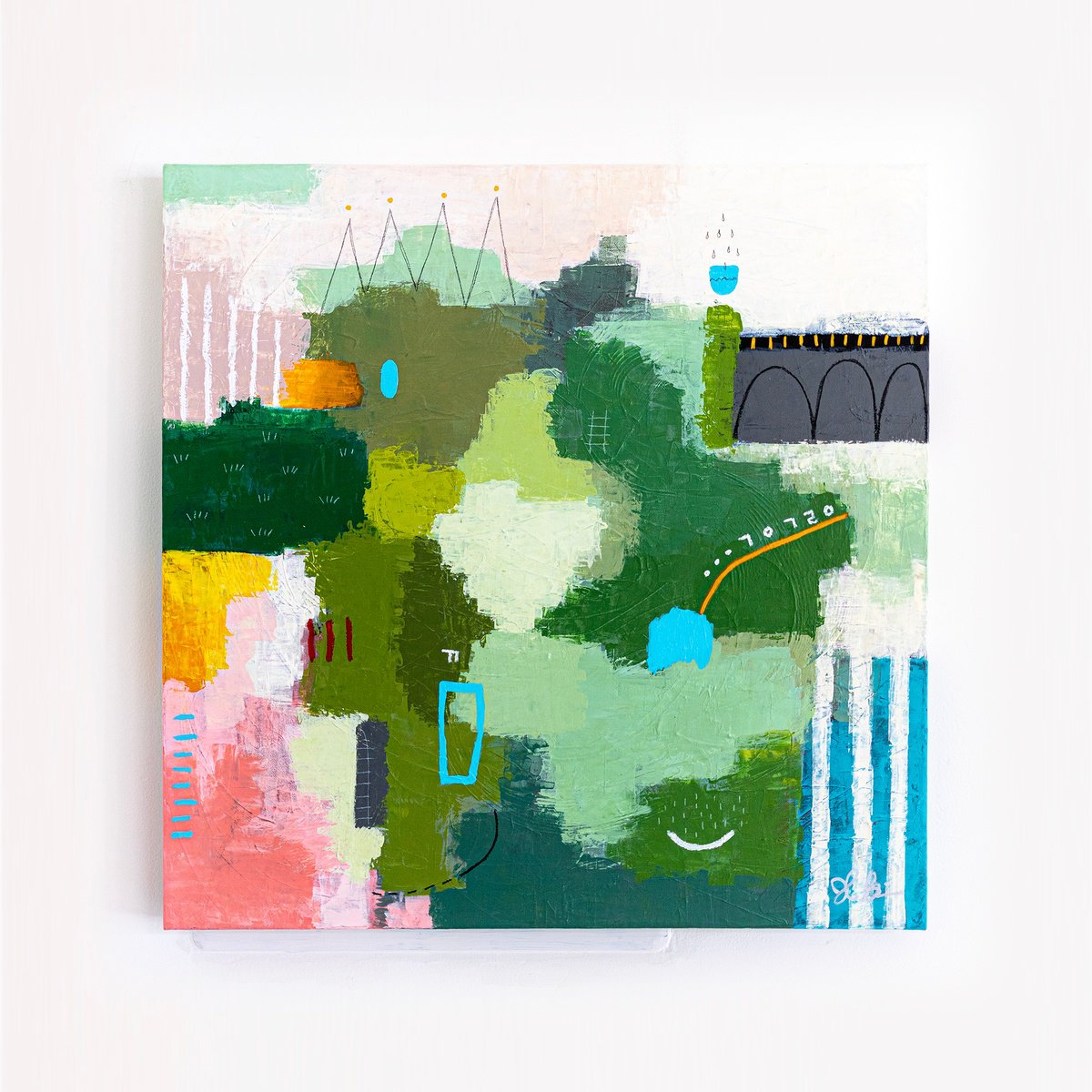 Abstract Acrylic Painting By Hyunah Kim, 24 X 24, Galene, Original Artwork