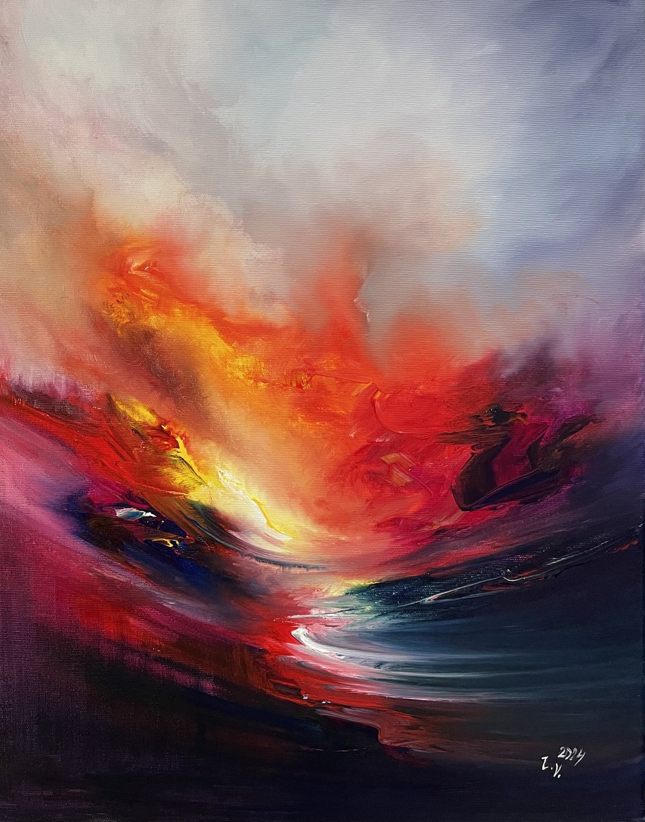 Impressionistic Landscape Acrylic Painting By Timea Valsami, 16 X 20", Flying Dimensions, Original Artwork