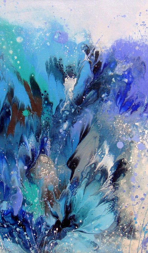 "Blue composition" Abstract painting 60 x 80cm by Irini Karpikioti