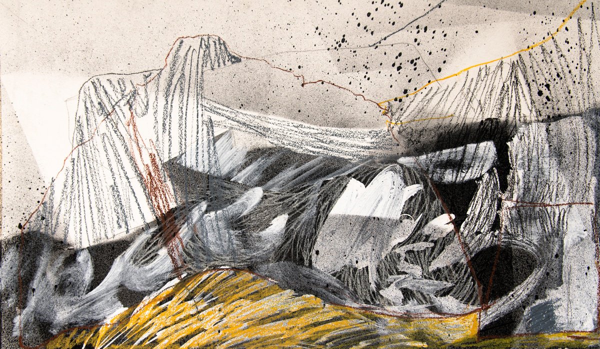 Abstract Landscape Acrylic Painting By Elizabeth Anne Fox, 28 X 17, Quarry Pool 2, Original Artwork