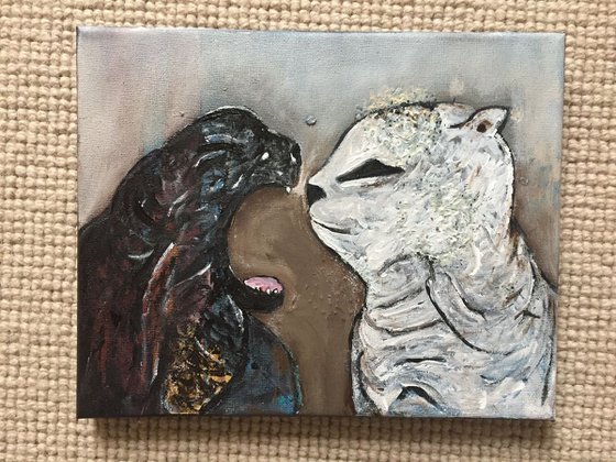 Cool as a Cat Acrylic on Canvas Animal Portrait Cats Small Paintings Gift Ideas Buy Art Online Art for Sale Original Paintings Cat Portraits Free Delivery
