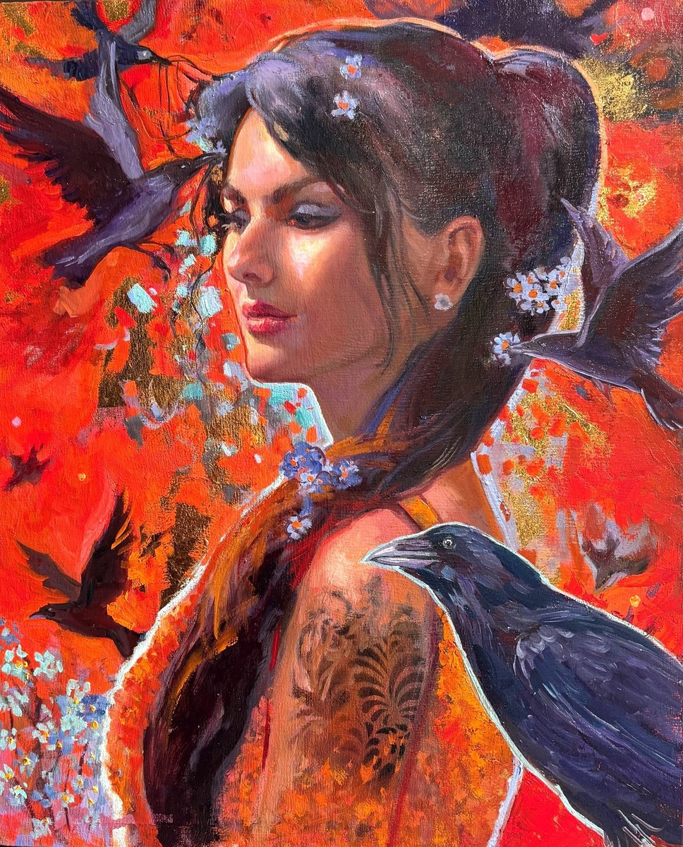 Expressive Oil Painting , Forget Me Not - ? By Emily Lane, 17 X 21, Artwork For Sale On Artfinder