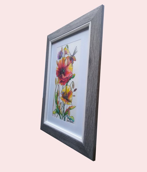 Framed watercolour art - 'Joy'