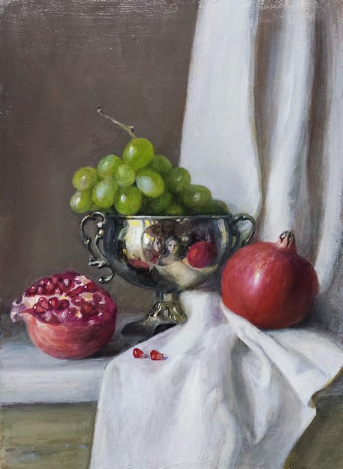 Old Bowl And Fruits by HELINDA (Olga Müller)
