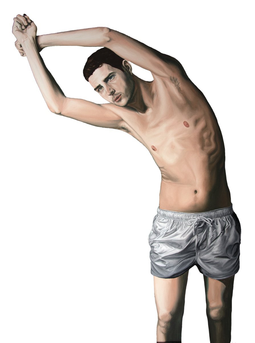 Photorealistic Portrait Oil Painting By Nicolas Maureau, 38 X 51", Sebastien, Original Artwork