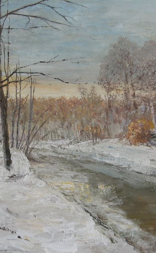 Winter motif with river by slobodan paunovic