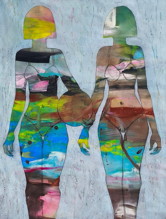 Friends playing on the beach