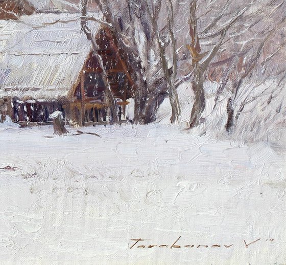 The snow was falling quietly