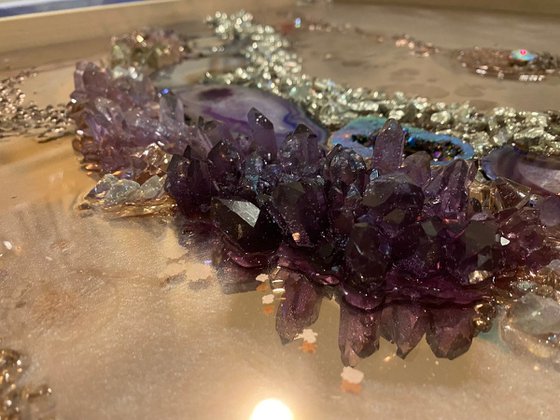 Rose Gold Copper Abstract Landscape Amethyst