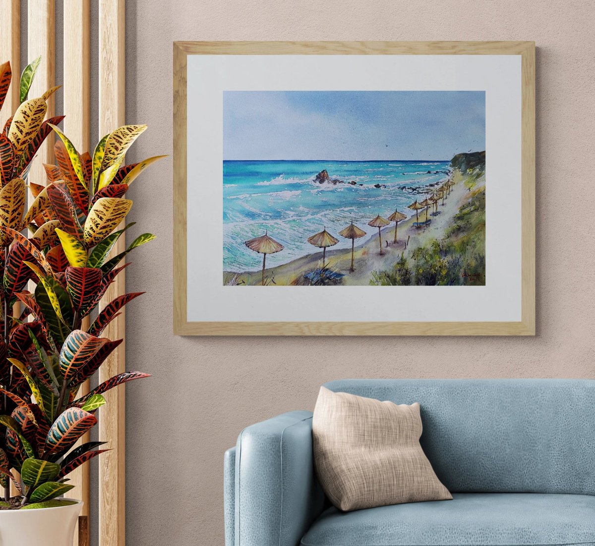 Greece paradise watercolor painting (2022) | Original Hand-painted Art Small Artist | Medi... by Larisa Carli