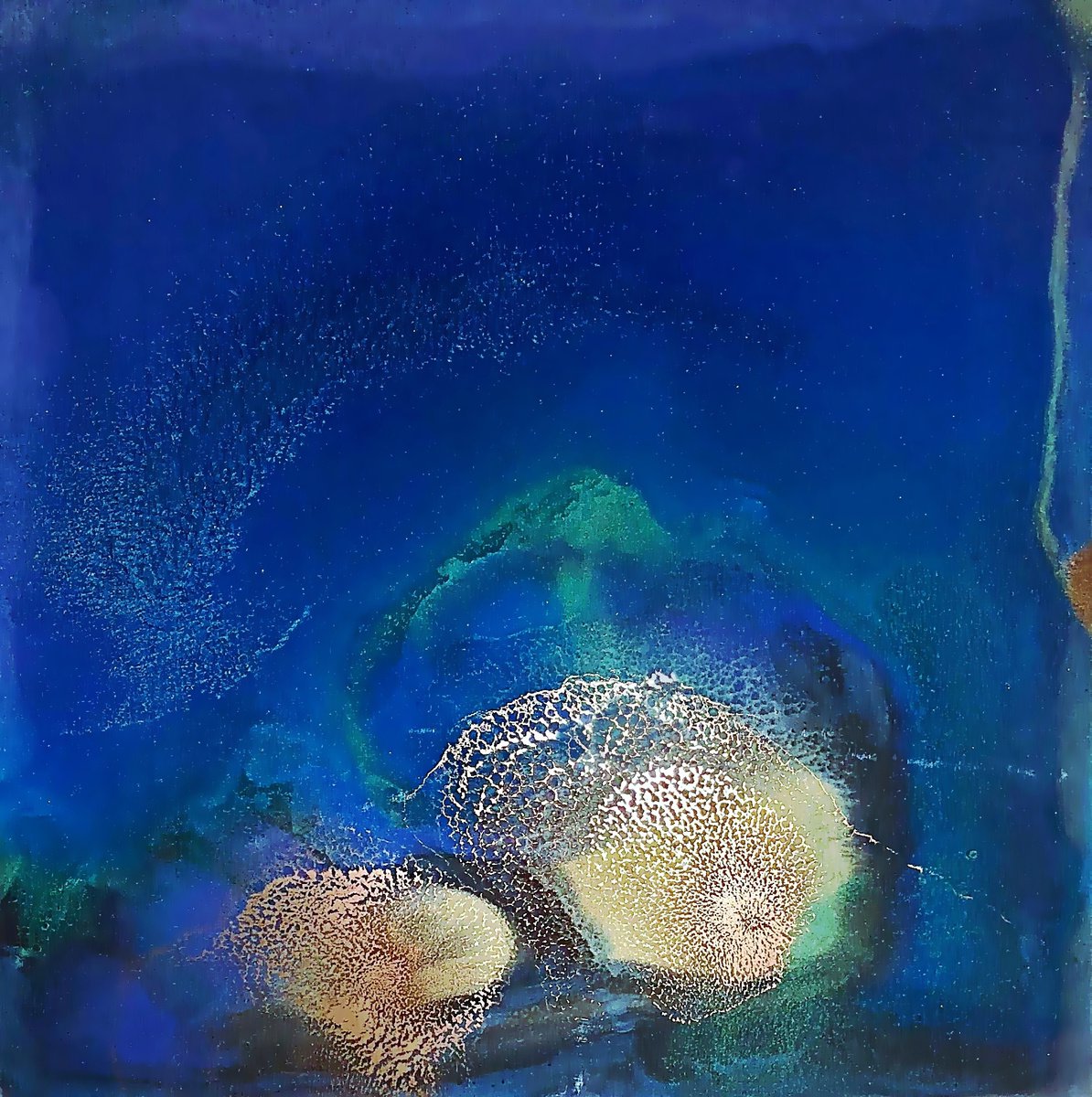 Organic Abstract Painting By Ana Hefco, 24 X 24, Cenote, Original Artwork