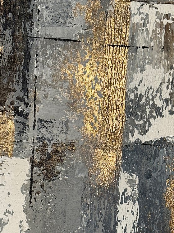 Architectural Ember. Grey Beige Gold Textured