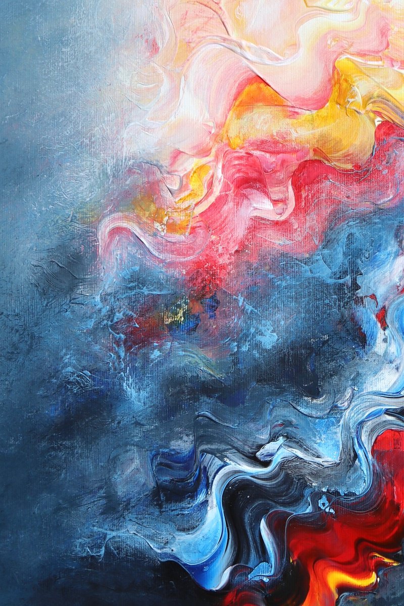 Organic Abstract Acrylic Painting By Tam Chianta, 20 X 28", Claim The Sky, Original Artwork