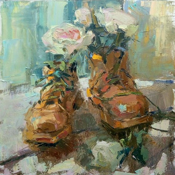 Boots with flowers