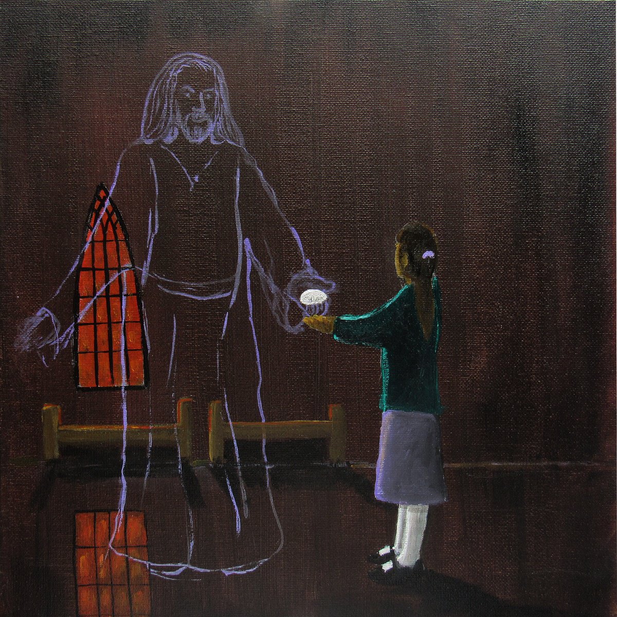 Impressionistic Abstract Acrylic Painting By William F. Adams, 12 X 12", The White Stone... A Holy Gift, Original Artwork