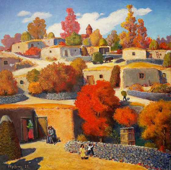 Autumn landscape (60X60cm, oil painting, ready to hang)
