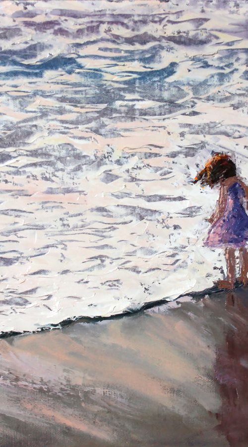 An evening walk. Sea foam. The picture is made with a palette knife /  ORIGINAL PAINTING by Salana Art Gallery