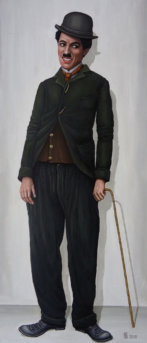 Photorealistic Portrait Oil Painting By Grigor Velev, 15 X 35, Charlie, Original Artwork