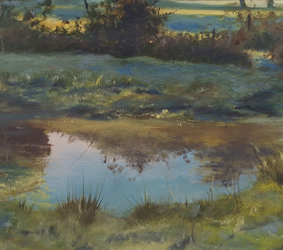 Impressionistic Landscape Oil Painting By Robert Mee, 16 X 16", 