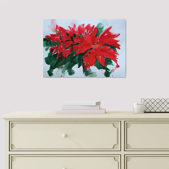 Poinsettia expression... / ORIGINAL WATERCOLOR PAINTING