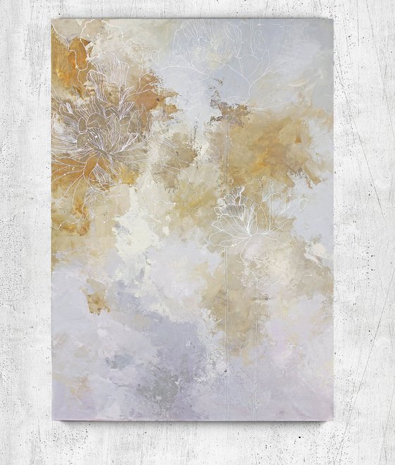 "Thinness" Abstract acrylic flower line art