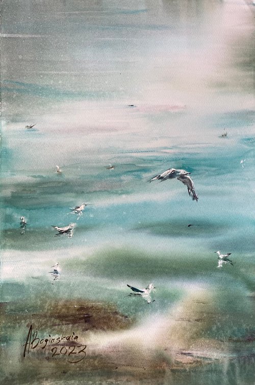 Sevan Gulls by Anna Boginskaia