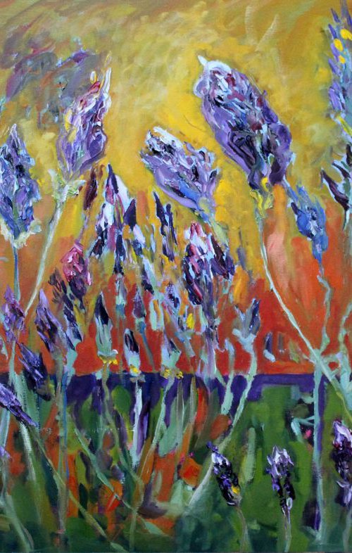 LAVENDER AGAINST THE SIDE WALL by Maureen Finck