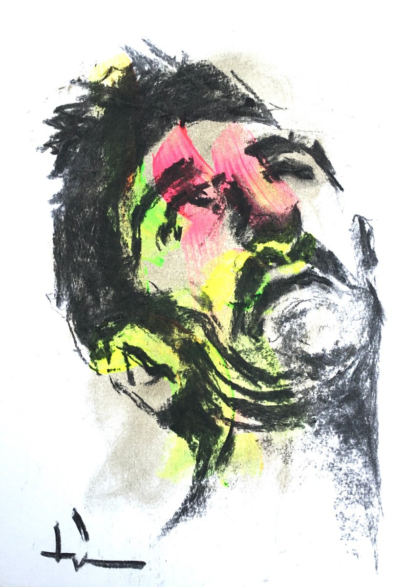 Expressive Charcoal Drawing , Fluo Series #3 « Convulsion » By Dominique Deve, 8 X 11, Artwork For Sale On Artfinder