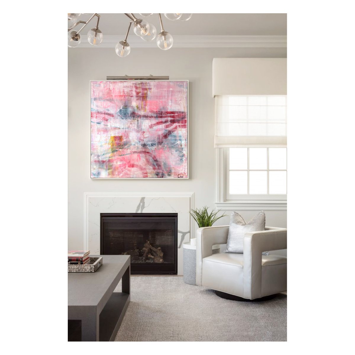 Abstract Acrylic Painting By Maria Esmar, 39 X 39", Meet Me At Dawn, Original Artwork