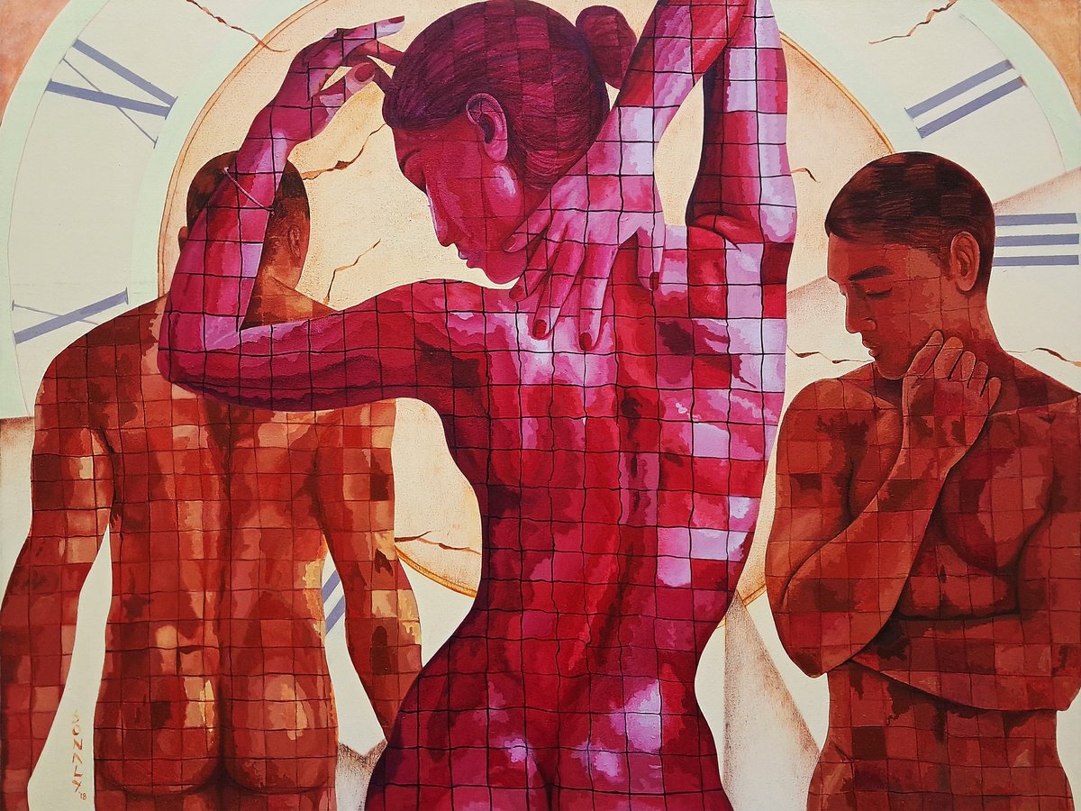 Urban And Pop Portrait Acrylic Painting By Sonaly Gandhi, 48 X 36", Changing Times, Original Artwork