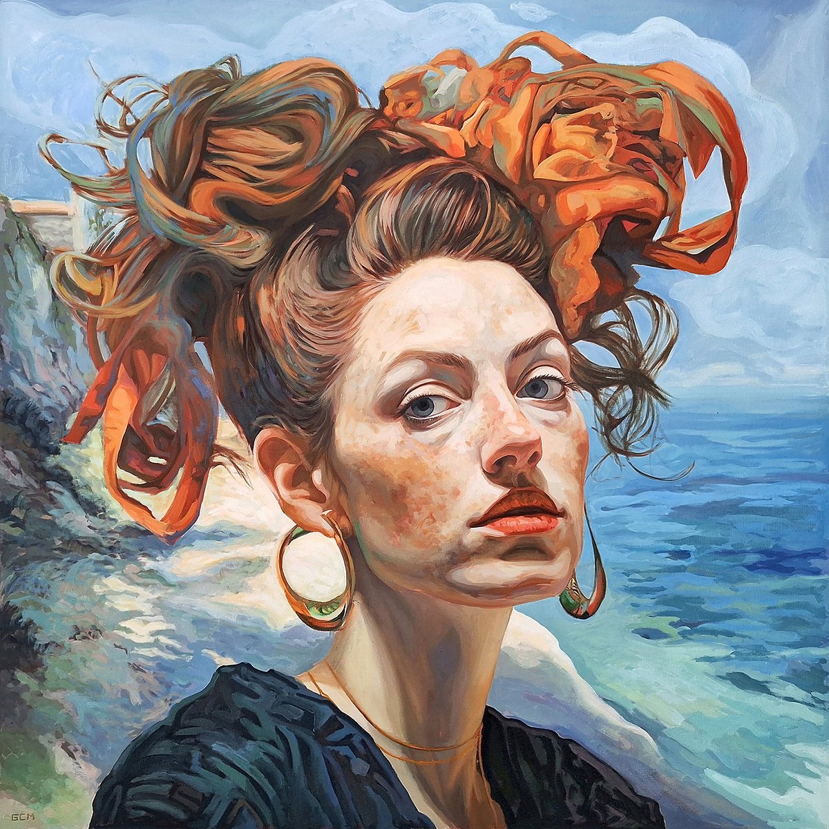 Photorealistic Portrait Oil Painting By Gabriel - Cristian Matei, 35 X 35, What Does Love Mean To You?, Original Artwork