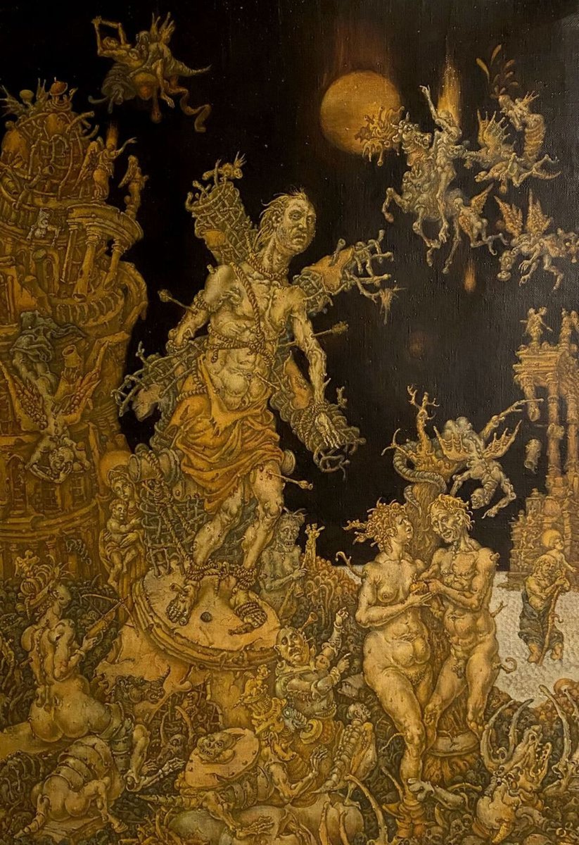 Surrealistic Oil Painting , 20Th Century Apocalypse. Saint Sebastian By Oleg And Alexander Litvinov, 32 X 43, Artwork For Sale On Artfinder