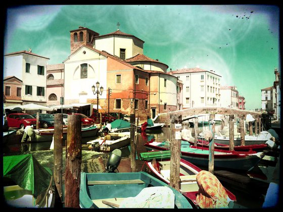 Venice sister town Chioggia in Italy - 60x80x4cm print on canvas 01142m3 READY to HANG