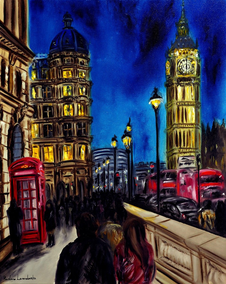 Impressionistic Cityscapes Oil Painting By Ruslana Levandovska, 24 X 30", Timeless London, Original Artwork