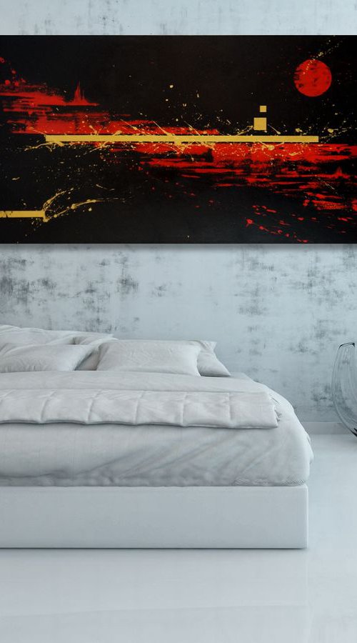 Gold 'n' Red (70 x 140 cm) XXL (28x52 inches) by Ansgar Dressler