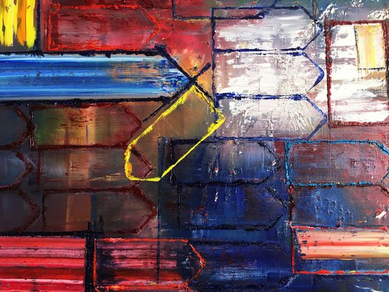 "Take It From Me" - FREE USA SHIPPING - Original Large PMS Abstract Diptych Oil Paintings On Canvas - 54" x 24"