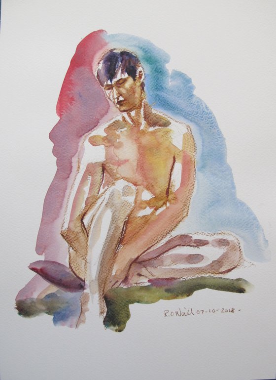 Seated male nude